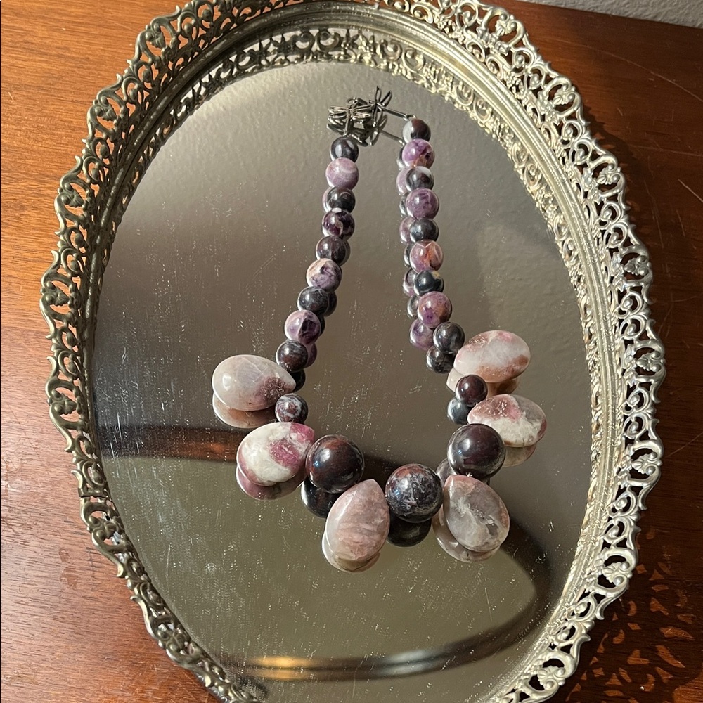Handcrafted Purple Bead Statement Necklace
